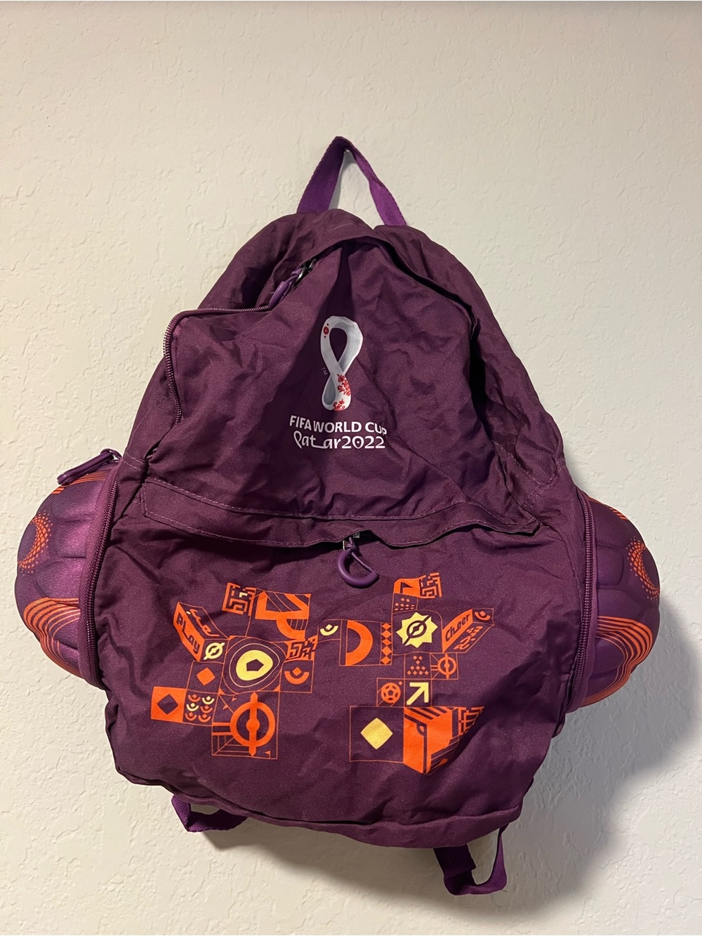 FIFA Men’s 2022 World Cup Qatar Purple Ball Packable Travel Backpack-Unused - Picture 3 of 7